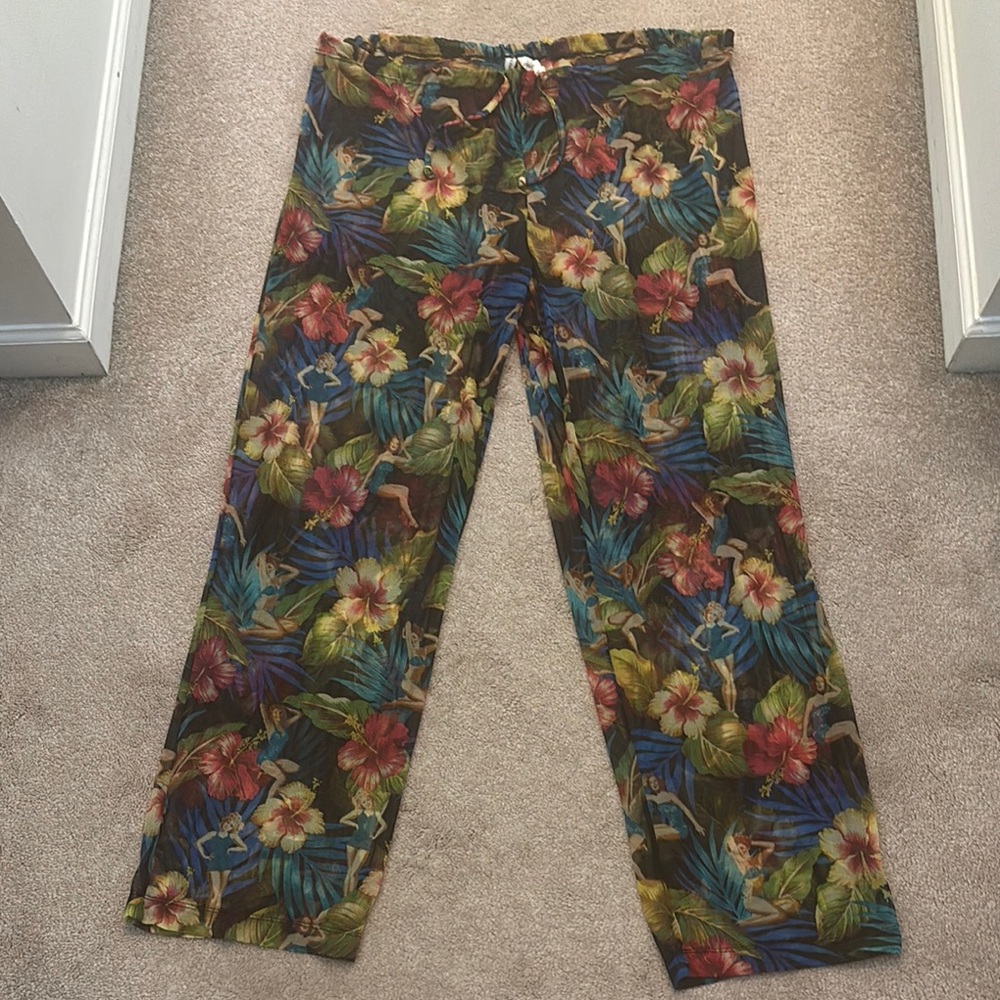 Kathy Ireland Floral Swim Coverup/Pajama Pants - Multicolor
